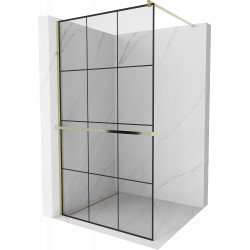 Mexen Kioto+ Walk In  cu port prosop 110 x 200 cm, transparent/ negru   modelata 8 mm,  auriu  - 800-110-121-50-77 Walk-In 467680 Mexen