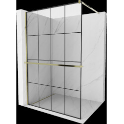 Mexen Kioto+ Walk In  cu port prosop 140 x 200 cm, transparent/ negru   modelata 8 mm,  auriu  - 800-140-121-50-77 Walk-In 467680 Mexen