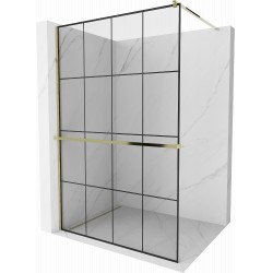 Mexen Kioto+ Walk In  cu port prosop 140 x 200 cm, transparent/ negru   modelata 8 mm,  auriu  - 800-140-121-50-77 Walk-In 467680 Mexen