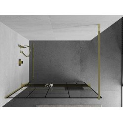 Mexen Kioto+ Walk In  cu port prosop 80 x 200 cm, transparent/ negru   modelata 8 mm,  auriu  - 800-080-121-50-78