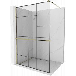 Mexen Kioto+ Walk In  cu port prosop 90 x 200 cm, transparent/ negru   modelata 8 mm,  auriu  - 800-090-121-50-78 Walk-In 467680 Mexen