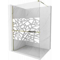 Mexen Kioto+ Walk In  cu port prosop 110 x 200 cm, transparent/bialy  modelata 8 mm,  auriu  - 800-110-121-50-85 Walk-In 467680 Mexen