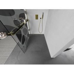 Mexen Kioto+ Walk In  cu port prosop 90 x 200 cm, transparent/bialy  modelata 8 mm,  auriu  - 800-090-121-50-97