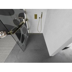 Mexen Kioto+ Walk In  cu port prosop 100 x 200 cm, transparent/bialy  modelata 8 mm,  auriu  - 800-100-121-50-97