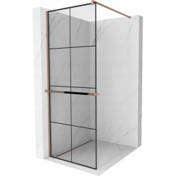 Mexen Kioto+ Walk In  cu port prosop 90 x 200 cm, transparent/ negru   modelata 8 mm  rose auriu - 800-090-121-60-77 Walk-In 467680 Mexen
