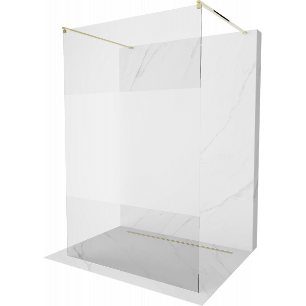 Mexen Kioto Walk In  montaj individual 100 x 200 cm, transparent/satin 8 mm,  auriu  - 800-100-002-50-35
