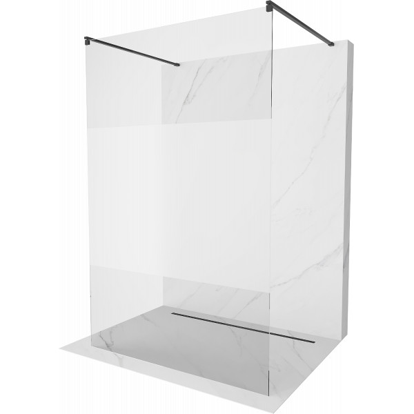 Mexen Kioto Walk In  montaj individual 110 x 200 cm, transparent/satin 8 mm,  negru  - 800-110-002-70-35