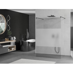 Mexen Kioto Walk In  montaj individual 110 x 200 cm, transparent/satin 8 mm,  negru  - 800-110-002-70-35