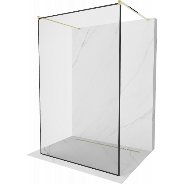 Mexen Kioto Walk In  montaj individual 100 x 200 cm, transparent/ negru   modelata 8 mm,  auriu - 800-100-002-50-70