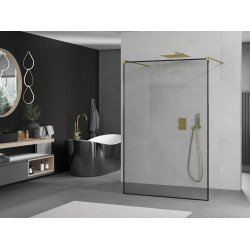 Mexen Kioto Walk In  montaj individual 110 x 200 cm, transparent/ negru   modelata 8 mm,  auriu - 800-110-002-50-70
