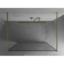 Mexen Kioto Walk In  montaj individual 140 x 200 cm, transparent/ negru   modelata 8 mm,  auriu - 800-140-002-50-70