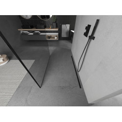 Mexen Kioto Walk In  montaj individual 110 x 200 cm, transparent/ negru   modelata 8 mm,  negru  - 800-110-002-70-70
