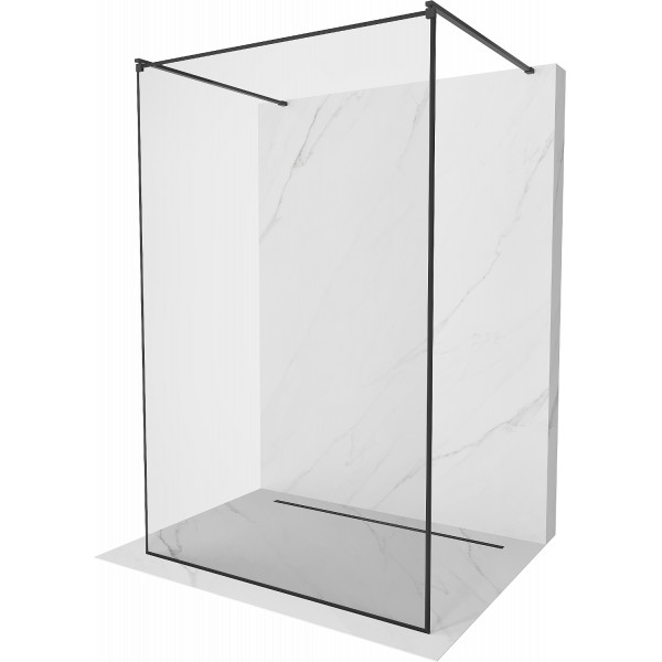 Mexen Kioto Walk In  montaj individual 130 x 200 cm, transparent/ negru   modelata 8 mm,  negru  - 800-130-002-70-70