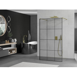 Mexen Kioto Walk In  montaj individual 120 x 200 cm, transparent/ negru   modelata 8 mm,  auriu  - 800-120-002-50-77