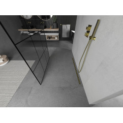 Mexen Kioto Walk In  montaj individual 120 x 200 cm, transparent/ negru   modelata 8 mm,  auriu  - 800-120-002-50-77