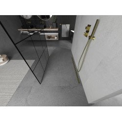 Mexen Kioto Walk In  montaj individual 120 x 200 cm, transparent/ negru   modelata 8 mm,  auriu  - 800-120-002-50-77
