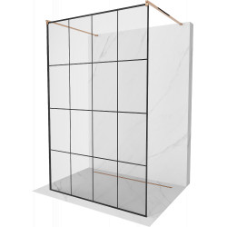 Mexen Kioto Walk In  montaj individual 140 x 200 cm, transparent/ negru   modelata 8 mm,  rose auriu - 800-140-002-60-77 Walk-In 467680 Mexen