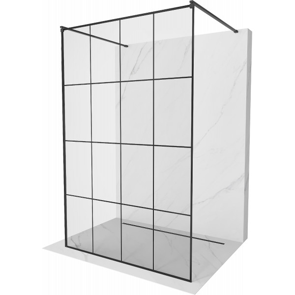Mexen Kioto Walk In  montaj individual 130 x 200 cm, transparent/ negru   modelata 8 mm,  negru  - 800-130-002-70-77