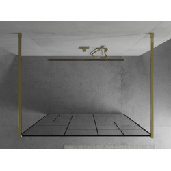 Mexen Kioto Walk In  montaj individual 110 x 200 cm, transparent/ negru   modelata 8 mm,  auriu  - 800-110-002-50-78