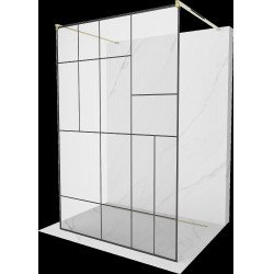 Mexen Kioto Walk In  montaj individual 130 x 200 cm, transparent/ negru   modelata 8 mm,  auriu  - 800-130-002-50-78 Walk-In 467657 Mexen