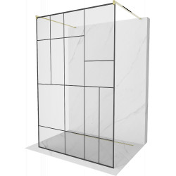 Mexen Kioto Walk In  montaj individual 130 x 200 cm, transparent/ negru   modelata 8 mm,  auriu  - 800-130-002-50-78 Walk-In 467657 Mexen