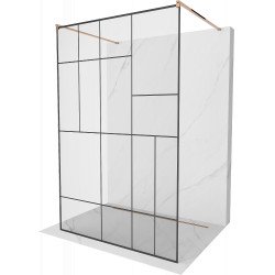 Mexen Kioto Walk In  montaj individual 110 x 200 cm, transparent/ negru   modelata 8 mm,  rose auriu - 800-110-002-60-78 Walk-In 467680 Mexen