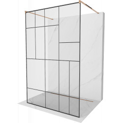 Mexen Kioto Walk In  montaj individual 130 x 200 cm, transparent/ negru   modelata 8 mm,  rose auriu - 800-130-002-60-78 Walk-In 467680 Mexen