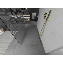 Mexen Kioto Walk In  montaj individual 100 x 200 cm, transparent/alb  modelata 8 mm,  auriu  - 800-100-002-50-85