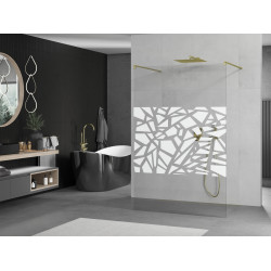 Mexen Kioto Walk In  montaj individual 130 x 200 cm, transparent/alb  modelata 8 mm,  auriu  - 800-130-002-50-85