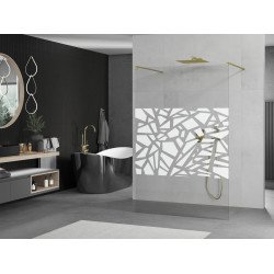 Mexen Kioto Walk In  montaj individual 130 x 200 cm, transparent/alb  modelata 8 mm,  auriu  - 800-130-002-50-85