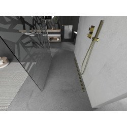 Mexen Kioto Walk In  montaj individual 130 x 200 cm, transparent/alb  modelata 8 mm,  auriu  - 800-130-002-50-85