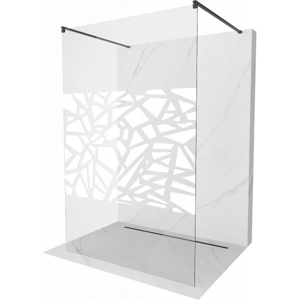 Mexen Kioto Walk In  montaj individual 110 x 200 cm, transparent/alb  modelata 8 mm,  negru  - 800-110-002-70-85