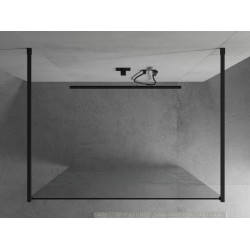 Mexen Kioto Walk In  montaj individual 130 x 200 cm, transparent/alb  modelata 8 mm,  negru  - 800-130-002-70-85