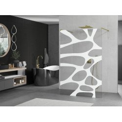 Mexen Kioto Walk In  montaj individual 140 x 200 cm, transparent/alb  modelata 8 mm,  auriu  - 800-140-002-50-97