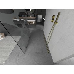 Mexen Kioto Walk In  montaj individual 140 x 200 cm, transparent/alb  modelata 8 mm,  auriu  - 800-140-002-50-97