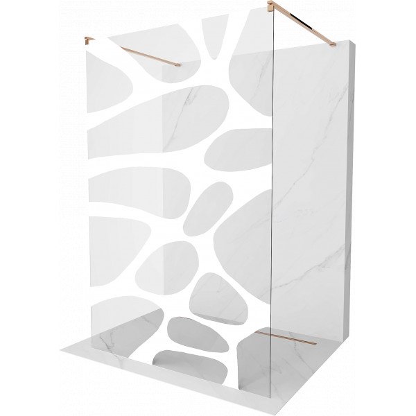 Mexen Kioto Walk In  montaj individual 140 x 200 cm, transparent/alb  modelata 8 mm,  rose auriu - 800-140-002-60-97
