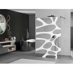Mexen Kioto Walk In  montaj individual 100 x 200 cm, transparent/alb  modelata 8 mm,  negru  - 800-100-002-70-97