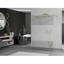 Mexen Kioto Walk In  montaj individual 140 x 200 cm, transparent/satin 8 mm,  auriu  - 800-140-002-50-35