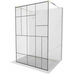 Mexen Kioto Walk In  montaj individual 120 x 200 cm, transparent/ negru   modelata 8 mm,  auriu  - 800-120-002-50-78 Walk-In 467680 Mexen