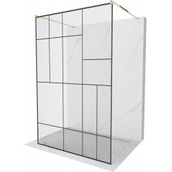 Mexen Kioto Walk In  montaj individual 120 x 200 cm, transparent/ negru   modelata 8 mm,  auriu  - 800-120-002-50-78