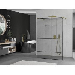 Mexen Kioto Walk In  montaj individual 120 x 200 cm, transparent/ negru   modelata 8 mm,  auriu  - 800-120-002-50-78