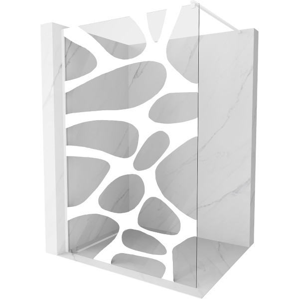 Mexen Kioto Walk In 80 x 200 cm, transparent/alb  modelata 8 mm,  alb  - 800-080-101-20-97