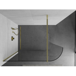 Mexen Kioto Walk In rotunjite 160 x 200 cm, transparent 8 mm,  auriu  - 800-160-101-50-06