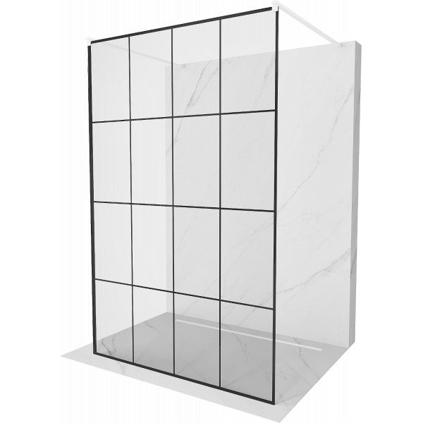 Mexen Kioto Walk In  montaj individual 130 x 200 cm, transparent/ negru   modelata 8 mm,  alb  - 800-130-002-20-77
