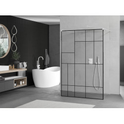 Mexen Kioto Walk In  montaj individual 140 x 200 cm, transparent/ negru   modelata 8 mm,  alb  - 800-140-002-20-78