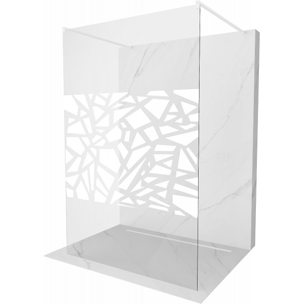 Mexen Kioto Walk In  montaj individual 120 x 200 cm, transparent/alb  modelata 8 mm,  alb  - 800-120-002-20-85