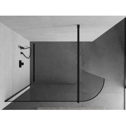 Mexen Kioto Walk In rotunjite 120 x 200 cm, transparent 8 mm,  negru  - 800-120-101-70-06