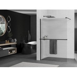 Mexen Kioto+ Walk In  cu port prosop 80 x 200 cm, pr??ki 8 mm,  negru  - 800-080-121-70-09