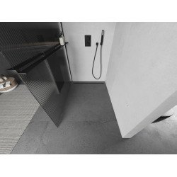 Mexen Kioto+ Walk In  cu port prosop 130 x 200 cm, pr??ki 8 mm,  negru  - 800-130-121-70-09