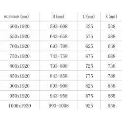 Mexen Pretoria  Usa dus batanta 80 cm, transparent,  auriu  - 852-080-000-50-00